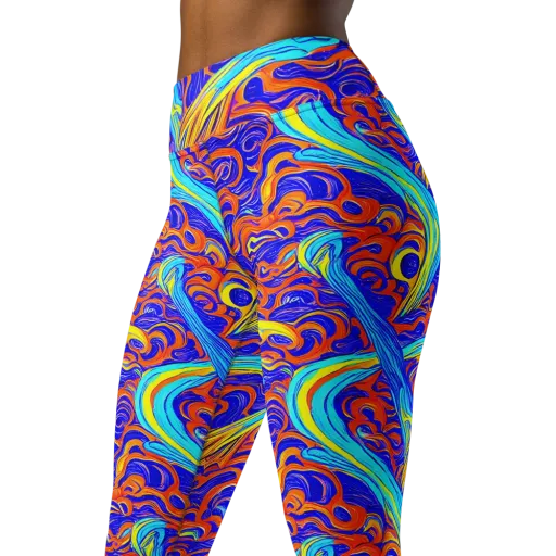 Tangerine Thunder on a Yoga Leggings
