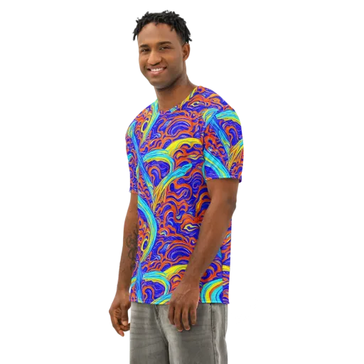 Tangerine Thunder on a Men's Cotton Crew Neck T-Shirt