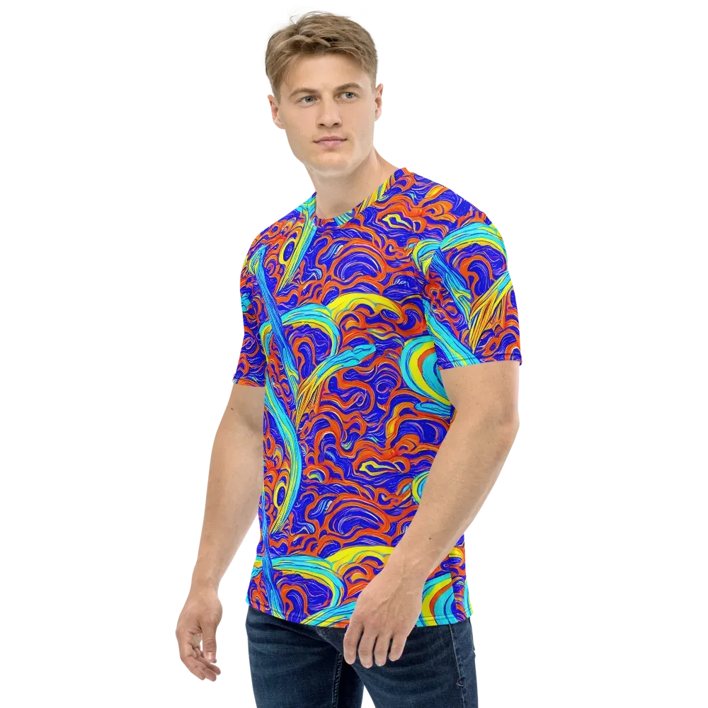 Tangerine Thunder on Men's Crew Neck T-Shirt — Left