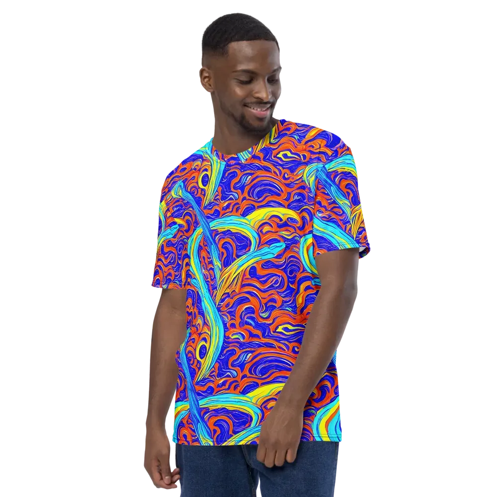 Tangerine Thunder on Men's Crew Neck T-Shirt — Left