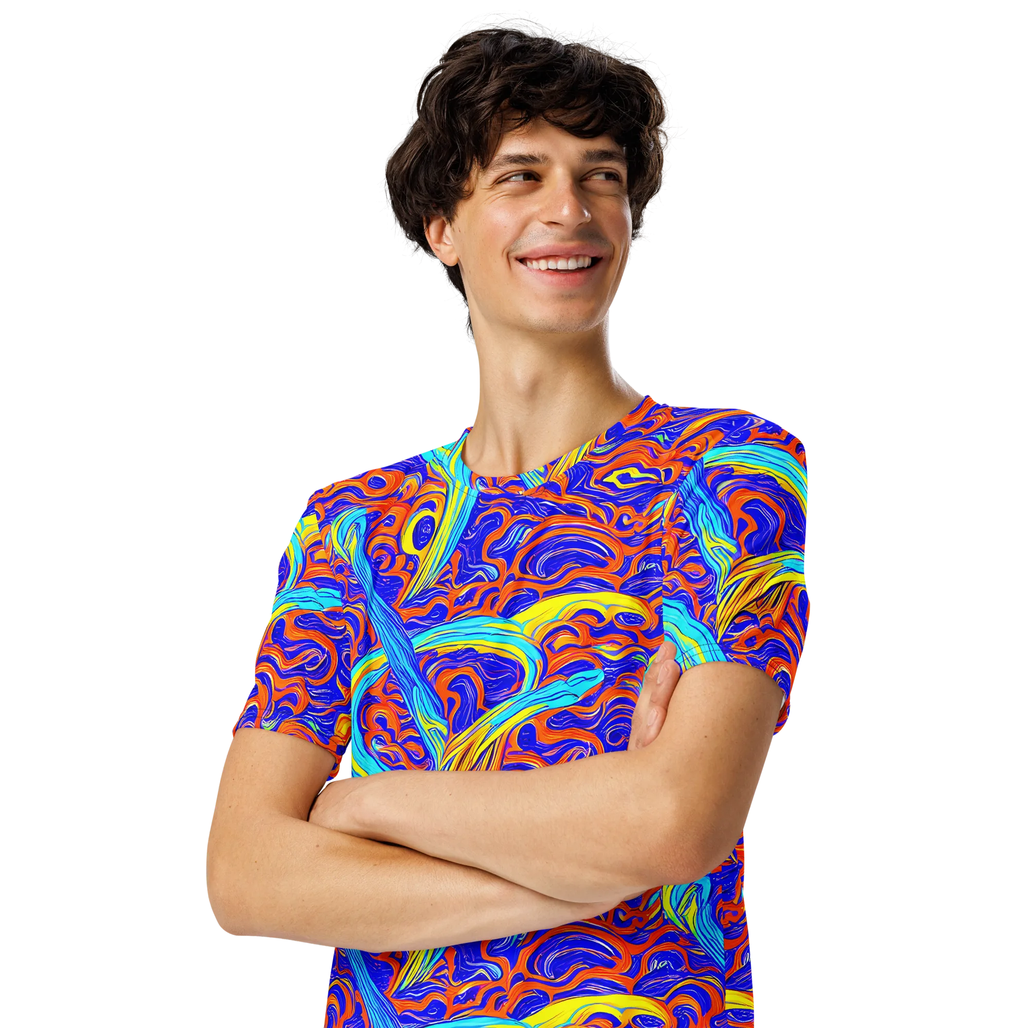 Tangerine Thunder on Men's Crew Neck T-Shirt — Left Front