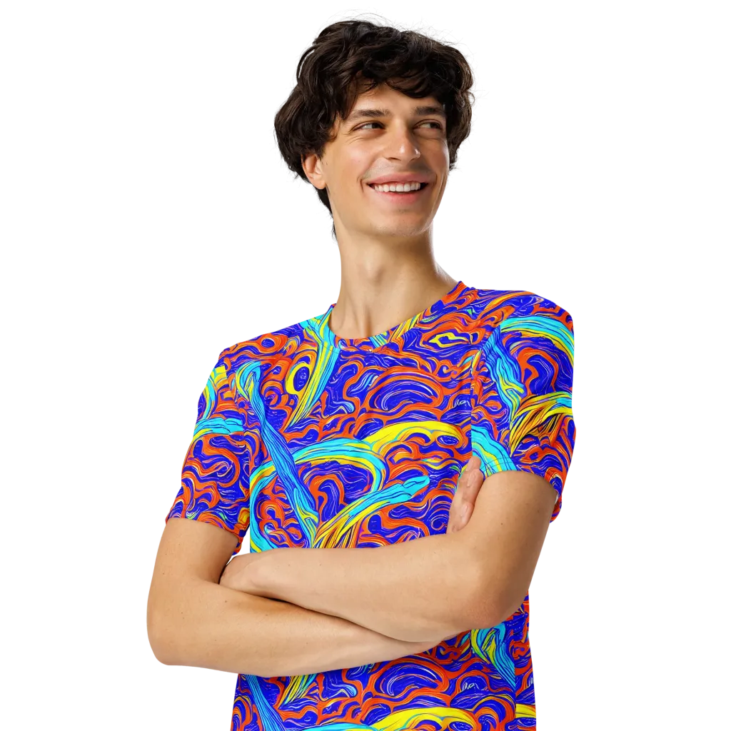 Tangerine Thunder on Men's Crew Neck T-Shirt — Left Front