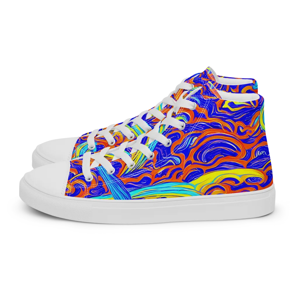 Tangerine Thunder on Men's High Top Canvas Shoes — Left