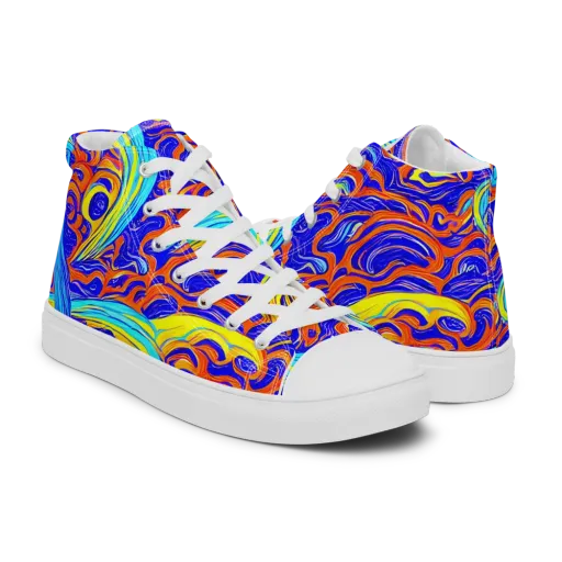 Tangerine Thunder on a Men's High Top Canvas Shoes