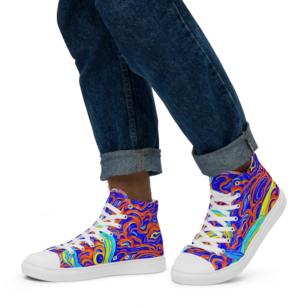 Tangerine Thunder on Men's High Top Canvas Shoes — Left