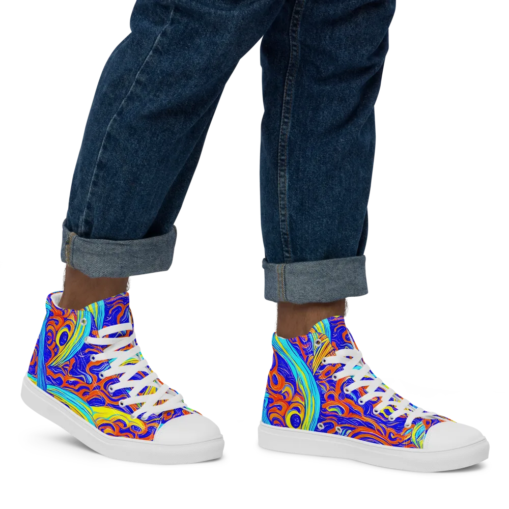 Tangerine Thunder on Men's High Top Canvas Shoes — Right