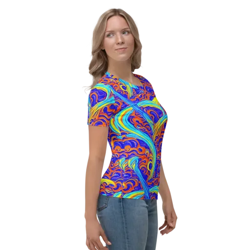 Tangerine Thunder on a Women's Crew Neck T-Shirt