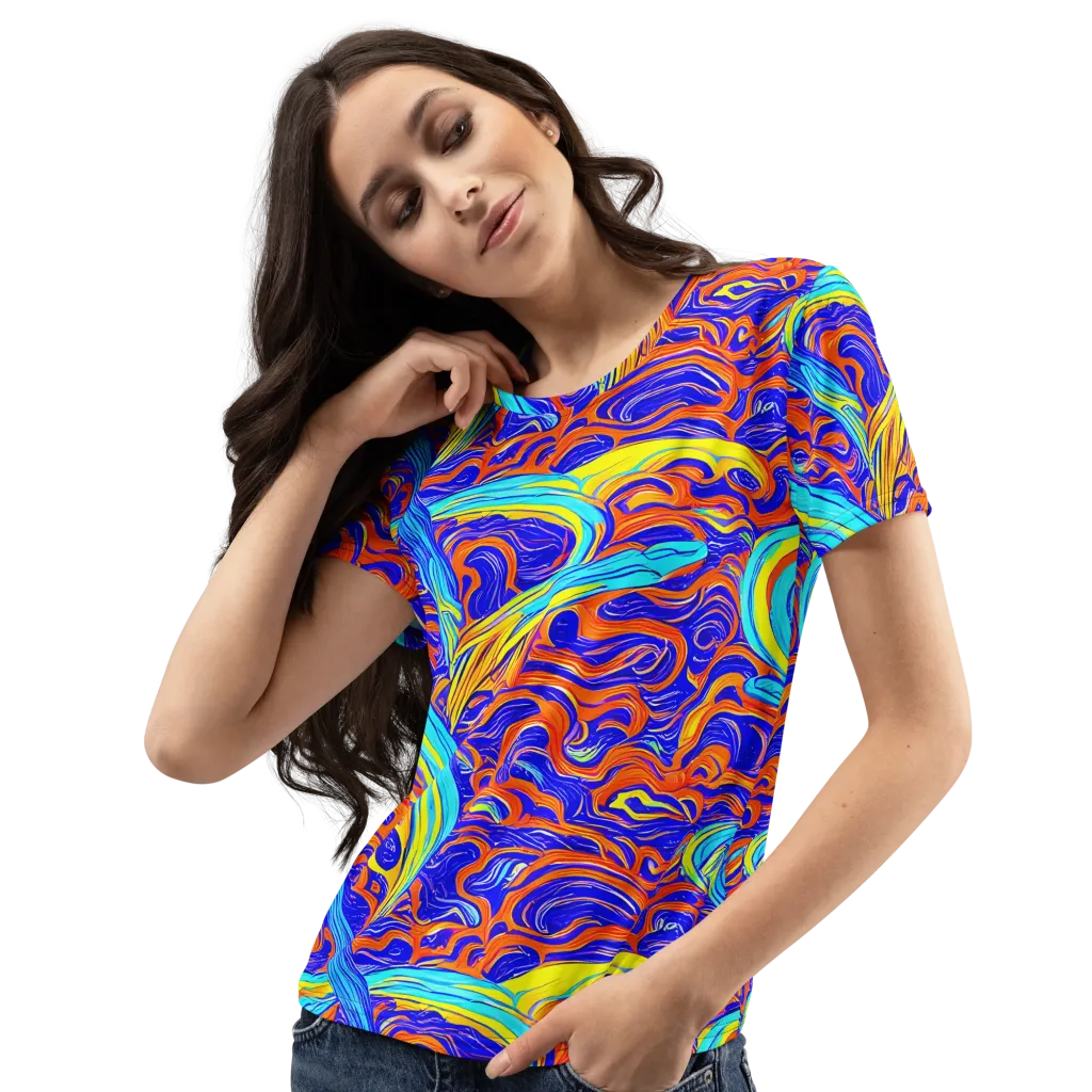 Tangerine Thunder on Women's Crew Neck T-Shirt — Left Front