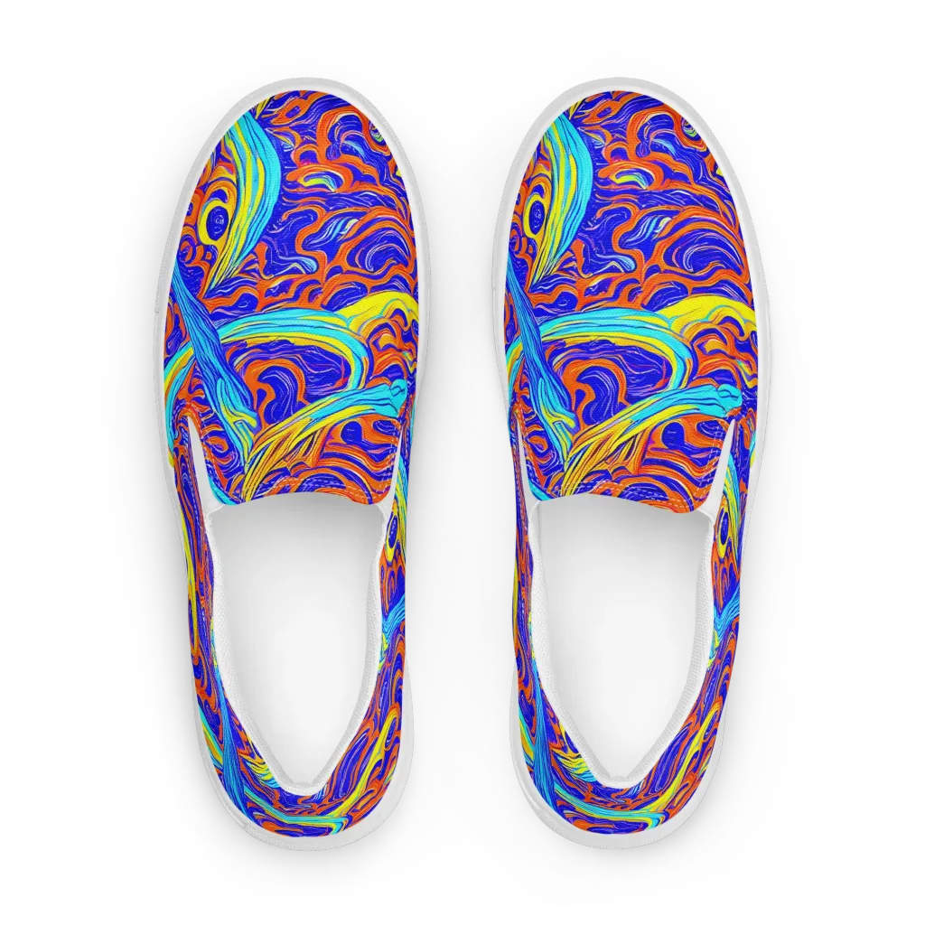 Tangerine Thunder on Men's Slip-On Canvas Shoes — Front