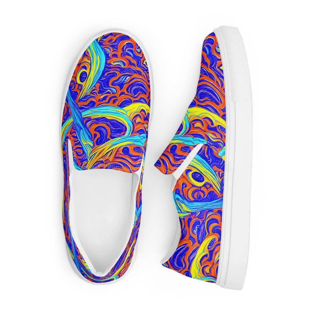 Tangerine Thunder on Men's Slip-On Canvas Shoes — Front