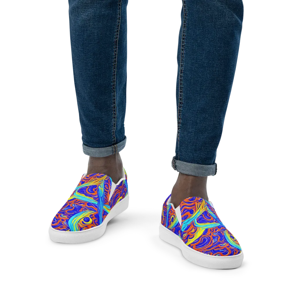 Tangerine Thunder on Men's Slip-On Canvas Shoes — Front
