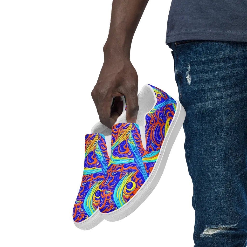 Tangerine Thunder on Men's Slip-On Canvas Shoes — Left Front