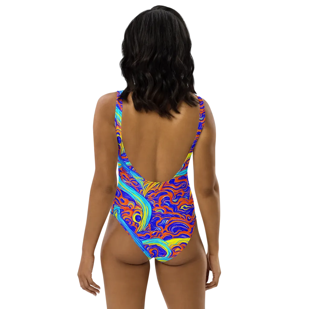 Tangerine Thunder on One-Piece Swimsuit — Back