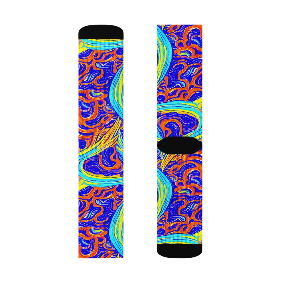Tangerine Thunder on Socks — Left Sock