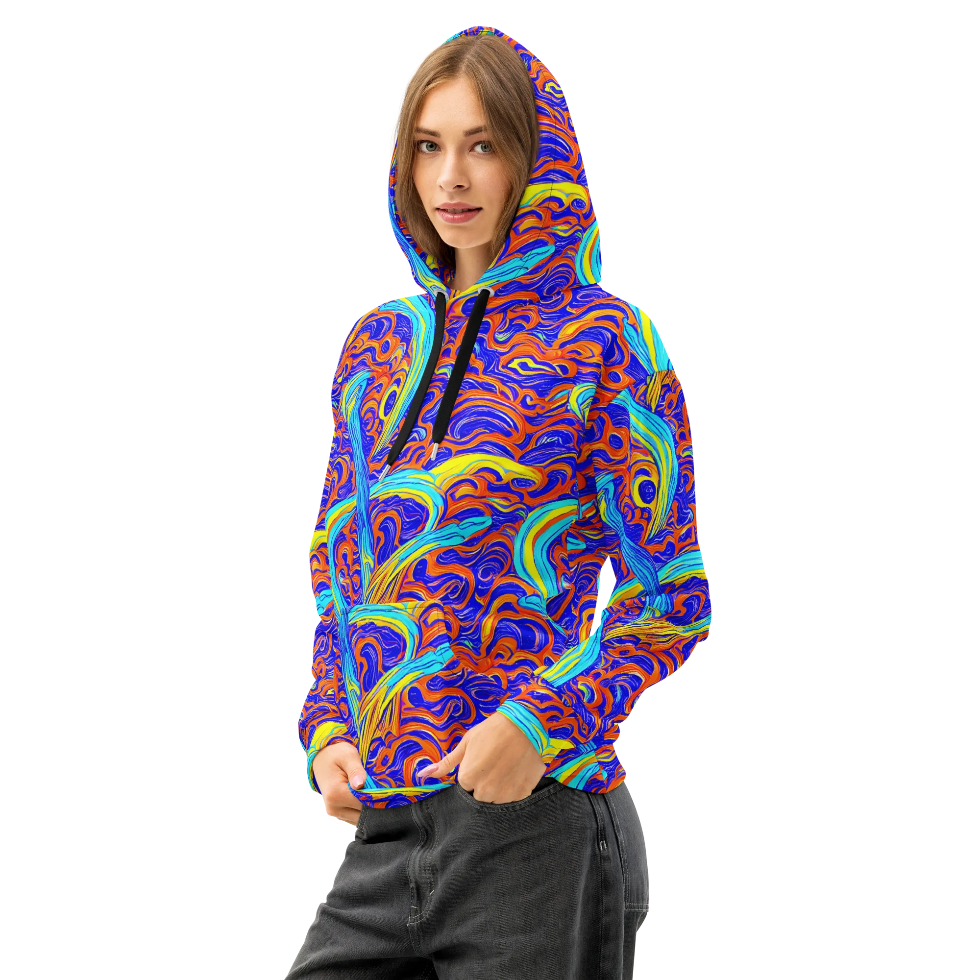 Tangerine Thunder on Cotton Hoodie — Left Front