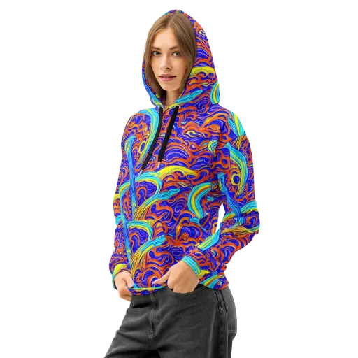 Tangerine Thunder on a Cotton Hoodie