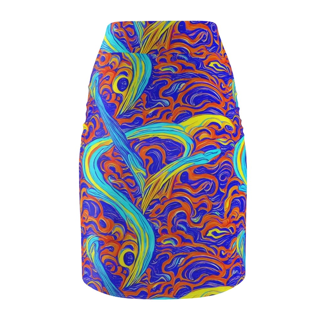Tangerine Thunder on Pencil Skirt — Back