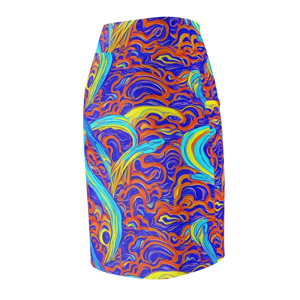 Tangerine Thunder on Pencil Skirt — Back Side