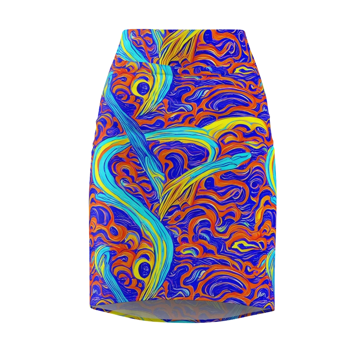 Tangerine Thunder on Pencil Skirt — Front