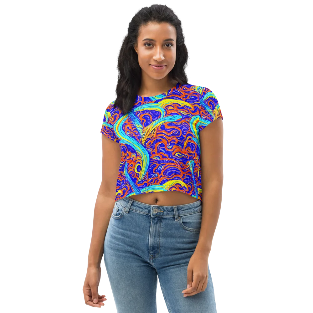 Tangerine Thunder on Crop Tee — Front