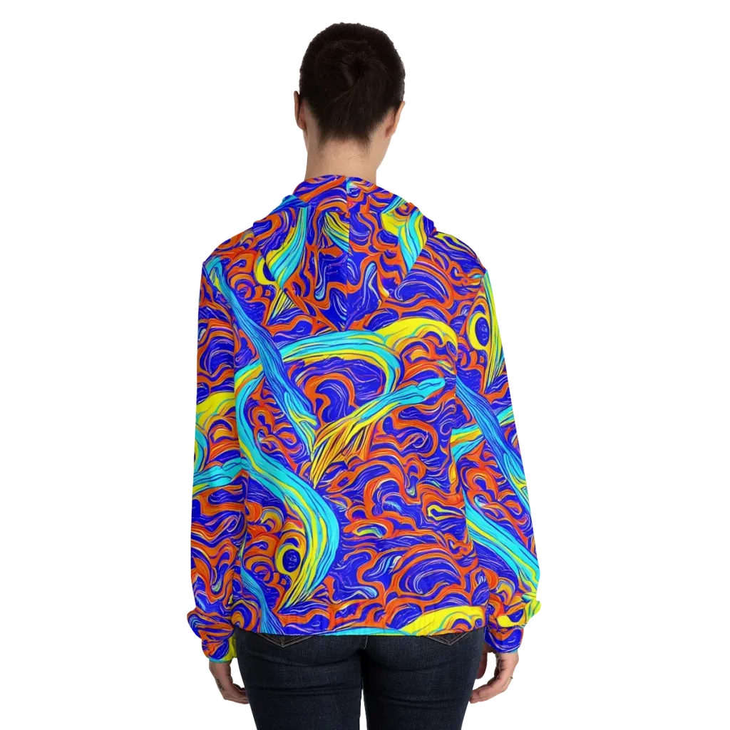 Tangerine Thunder on Women's Full-Zip Hoodie — Back On Person