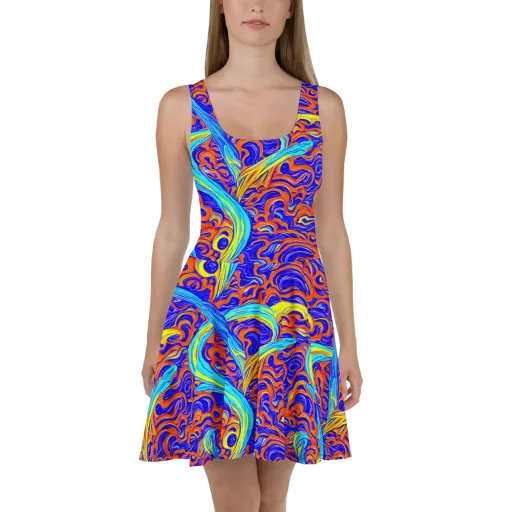 Tangerine Thunder on a Skater Dress