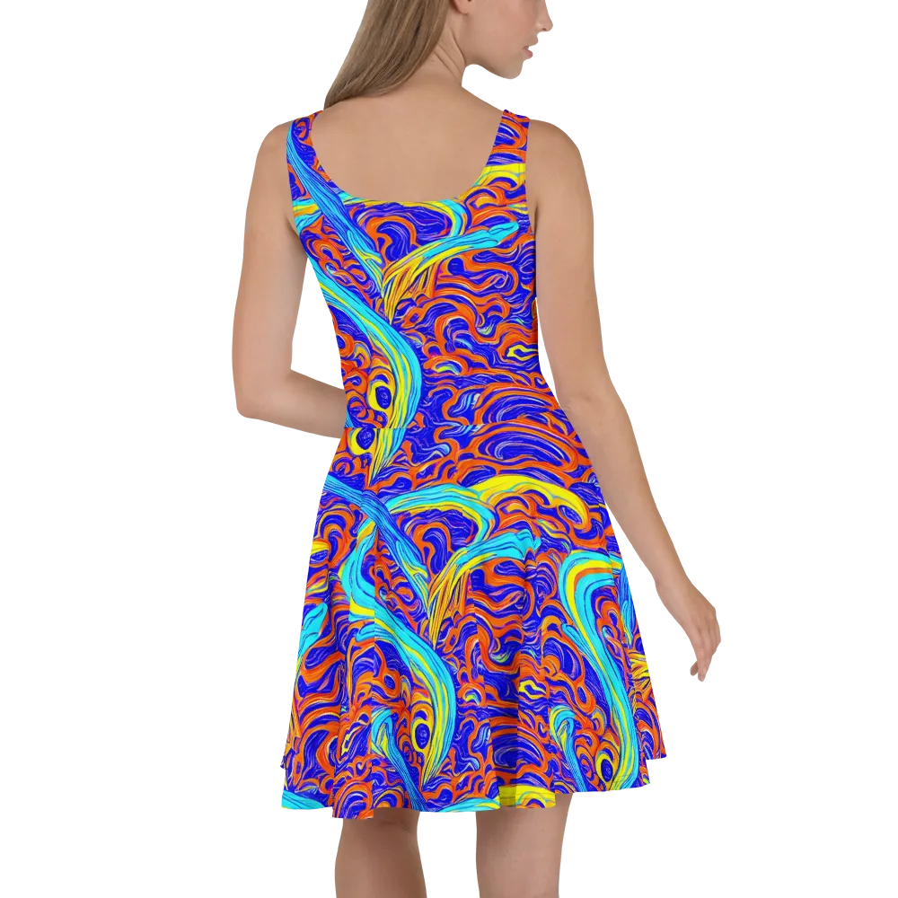 Tangerine Thunder on Skater Dress — Back