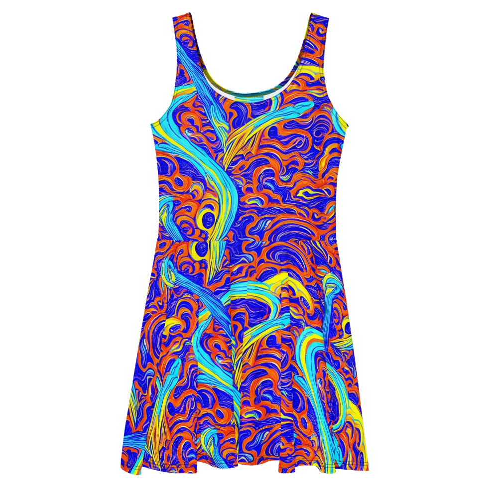 Tangerine Thunder on Skater Dress — Front