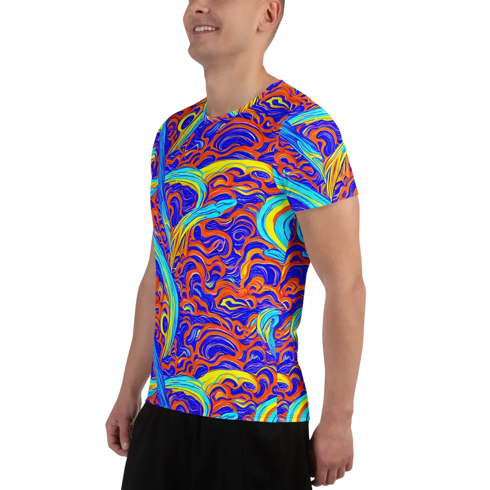 Tangerine Thunder on Men's Athletic T-Shirt — Left