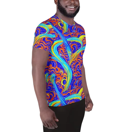 Tangerine Thunder on a Men's Athletic T-Shirt