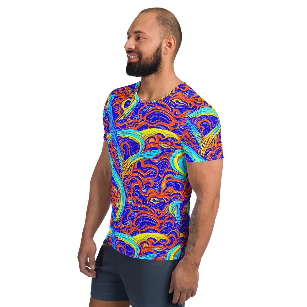 Tangerine Thunder on Men's Athletic T-Shirt — Left
