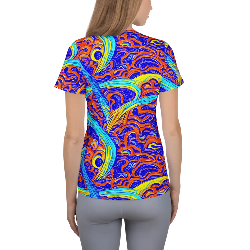 Tangerine Thunder on Women's Athletic T-Shirt — Back