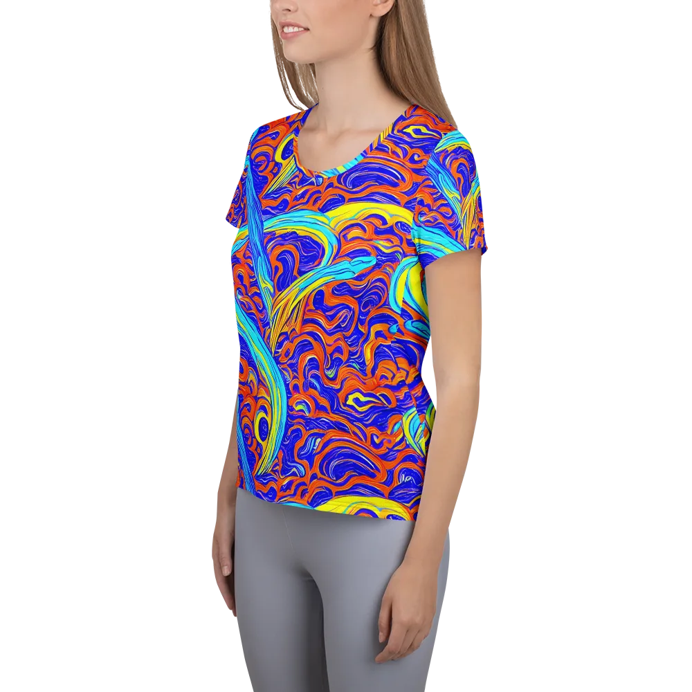Tangerine Thunder on Women's Athletic T-Shirt — Left