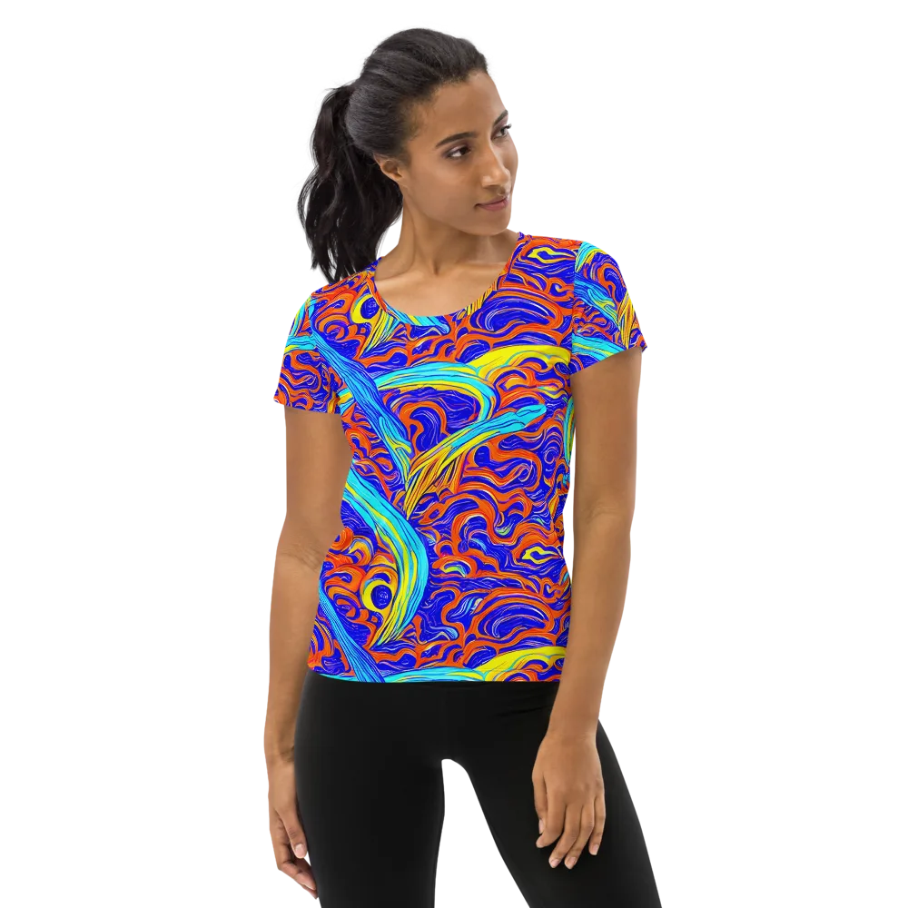 Tangerine Thunder on Women's Athletic T-Shirt — Front