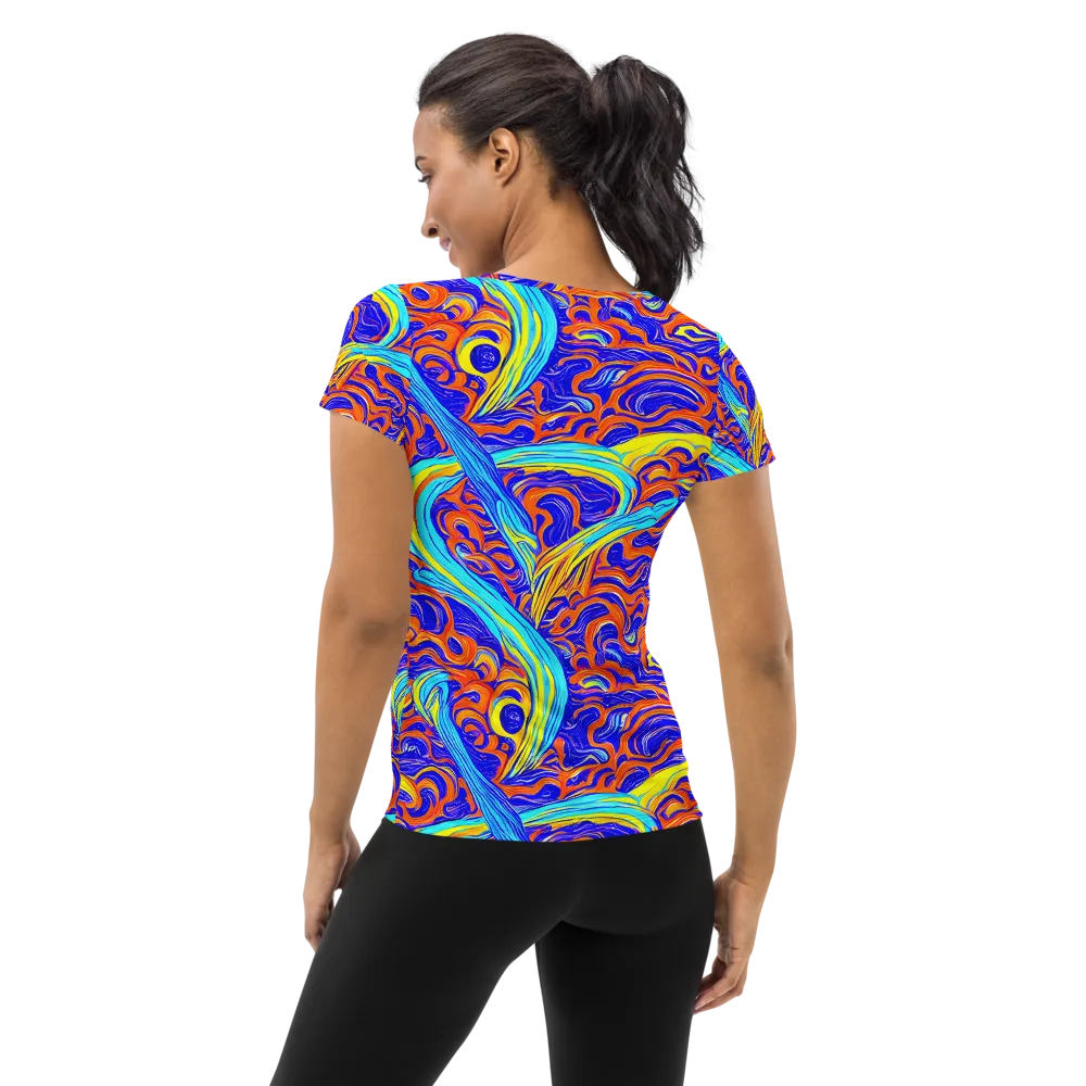 Tangerine Thunder on Women's Athletic T-Shirt — Back