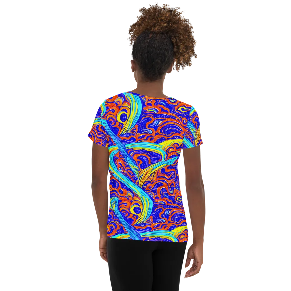 Tangerine Thunder on Women's Athletic T-Shirt — Back