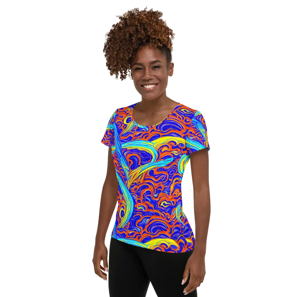 Tangerine Thunder on Women's Athletic T-Shirt — Left