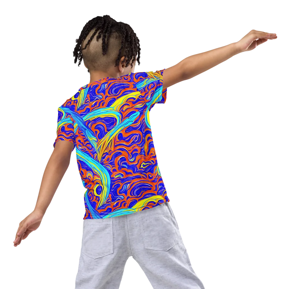 Tangerine Thunder on Kids Crew Neck T-Shirt — Back