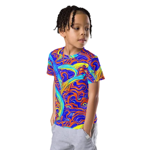 Tangerine Thunder on a Kids Crew Neck T-Shirt
