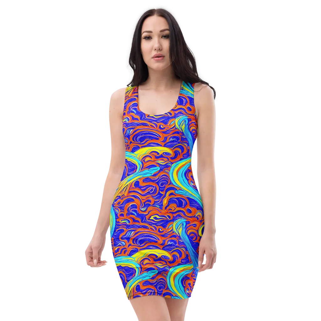 Tangerine Thunder on Bodycon Dress — Front