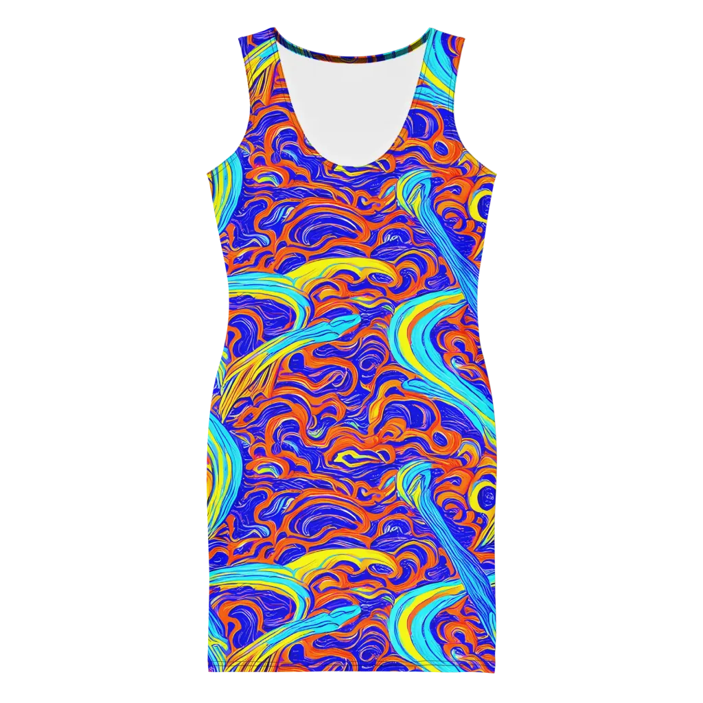 Tangerine Thunder on Bodycon Dress — Front