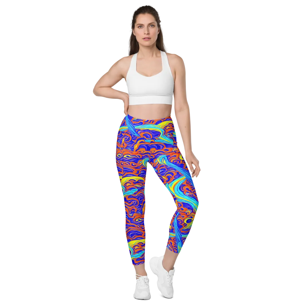 Tangerine Thunder on Leggings with Pockets — Front