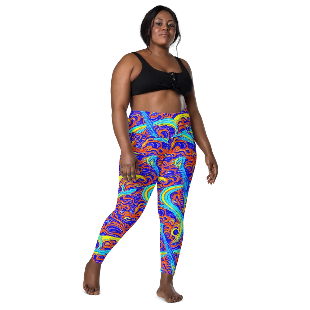 Tangerine Thunder on Leggings with Pockets — Front