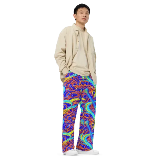 Tangerine Thunder on a Wide-Leg Pants