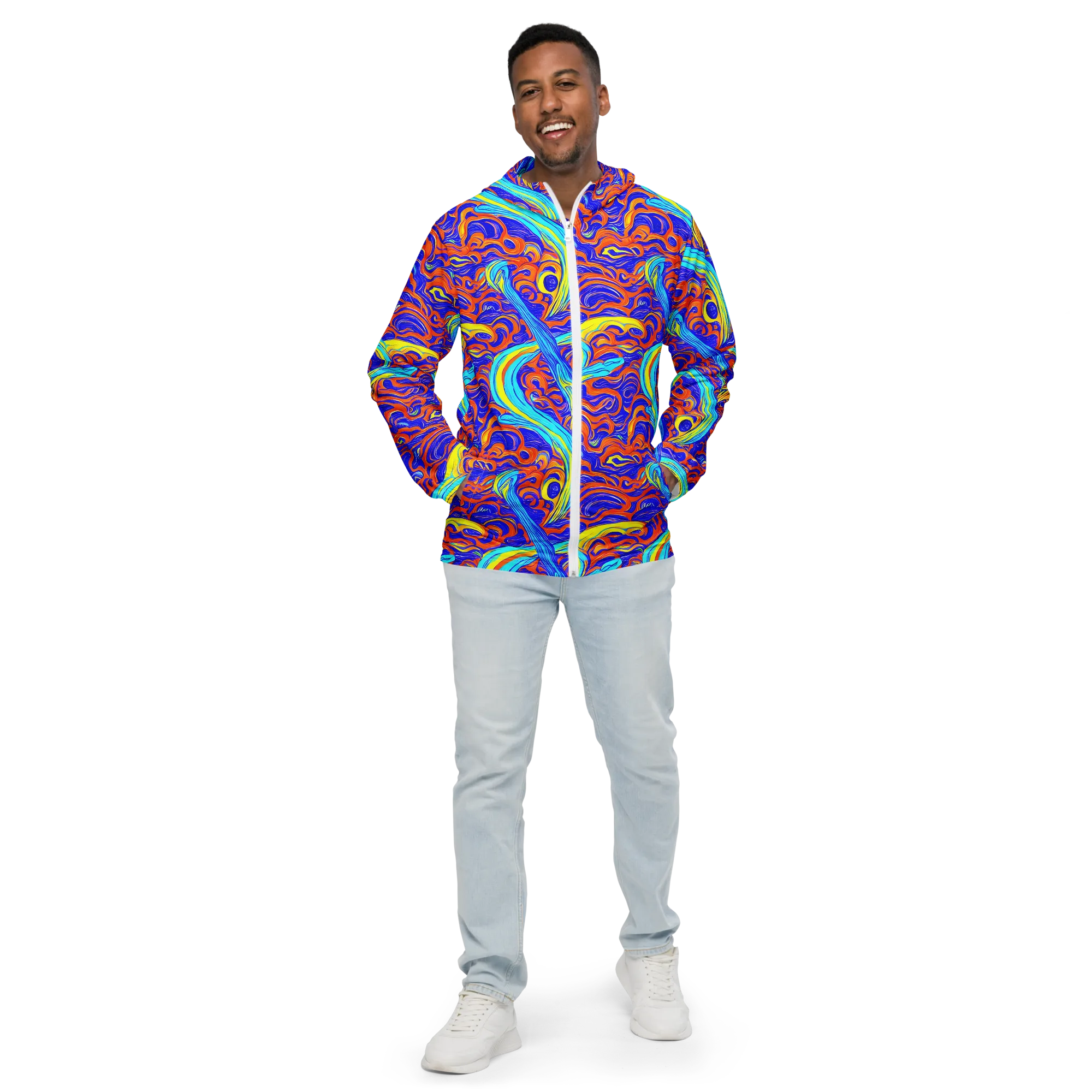 Tangerine Thunder on Men's Windbreaker — Front