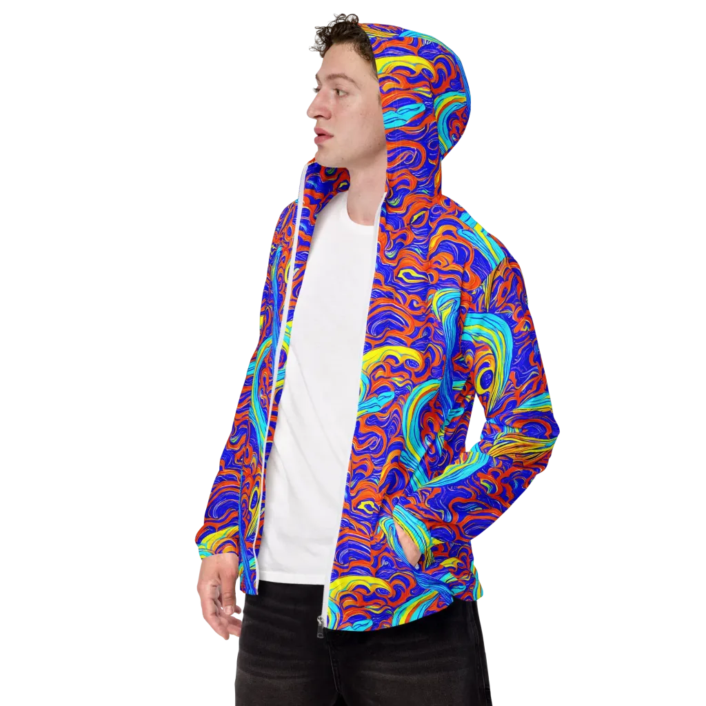 Tangerine Thunder on Men's Windbreaker — Left Front