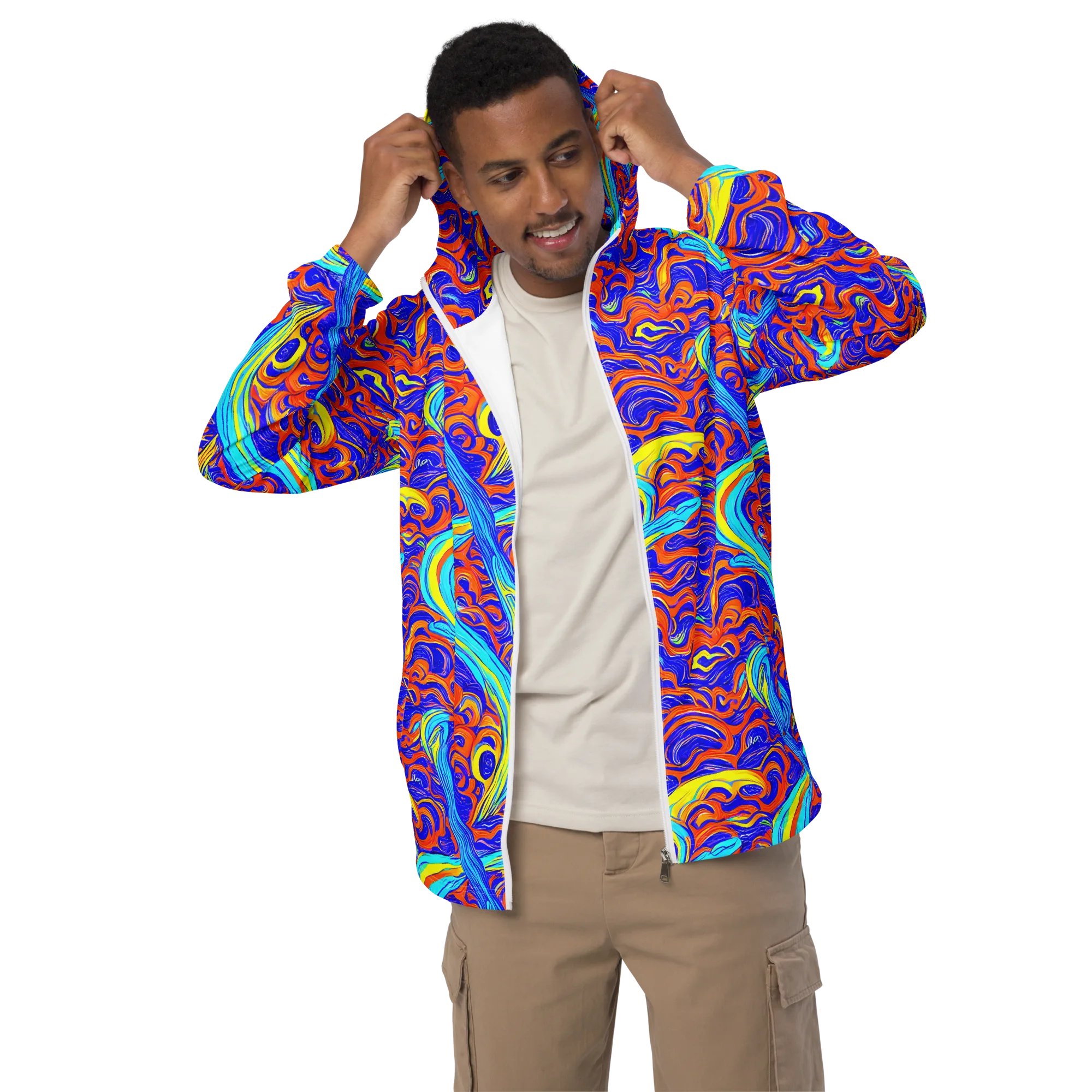 Tangerine Thunder on Men's Windbreaker — Front