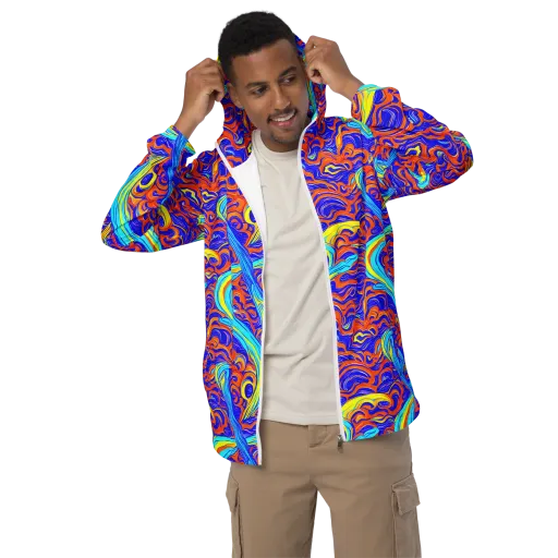 Tangerine Thunder on a Men's Windbreaker