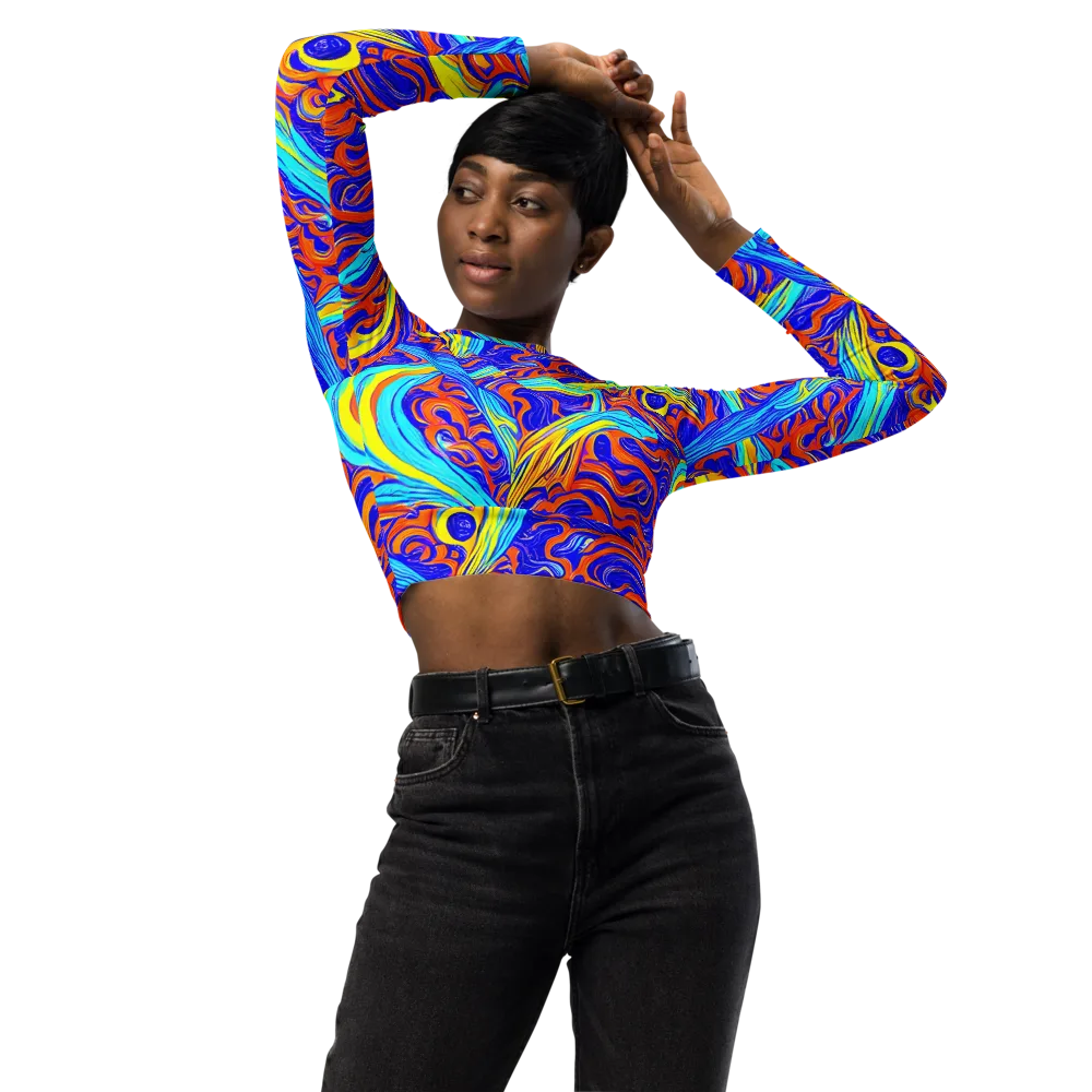 Tangerine Thunder on Long Sleeve Crop Top — Front