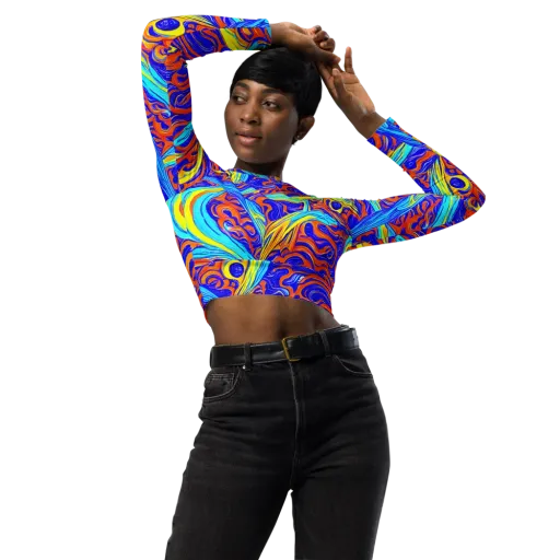 Tangerine Thunder on a Long Sleeve Crop Top